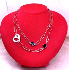 COLLANA 80 CM. ARGENTO ROSATO 925 A LOSANGHE CON CRISTALLI E CUORE TRAFORATO