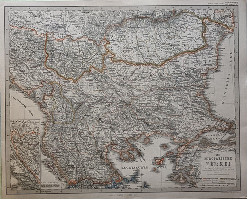 Antica mappa turchia serbia - mappa,