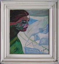 Misterioso volto astratto stile Picasso firma M. Teresa