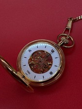 Orologio da tasca TCM scheletro placcato oro - carica manuale funzionante orologio da collezione stile vintage