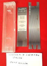Scatola contenitore d'acquisto di un orologio Swatch Crono con depliant c. nuovo