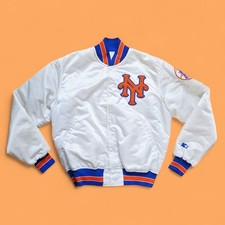 New York Mets Vintage Starter 90's White Bomber varsity jacket Medium made USA
