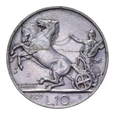 10 LIRE 1929 BIGA 2 ROSETTE NC
