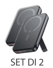 2 Caricabatterie PortatilI Magnetico 12000mAh con Supporto e USB-C Fast Charge