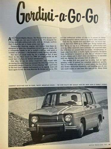 Road test 1965 - renault, gordini