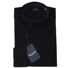 Camicia uomo elegante colletto italiano manica lunga nera Aquascutum London