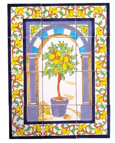 Quadro piastrelle dipinto - , a