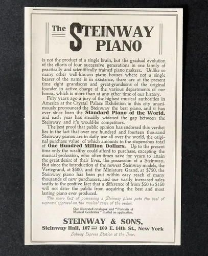 1905 steinway pianoforte - steinway,