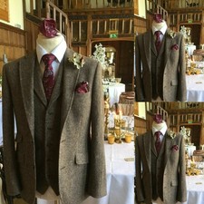 Tuta uomo tweed vintage verde 3 pezzi sera cena festa giacca smoking formale
