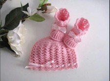 Cappellino Scarpine Neonata Nascita Fatto a Mano Uncinetto Crochet Handmade 