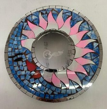 Specchio da parete rotondo azzurro e rosa 30 cm arredamento arredo mosaico