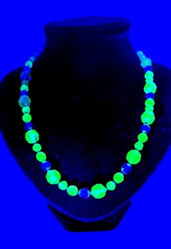 Uranium glass beads necklace - uranium,