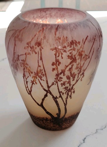 Vintage art glass trees cameo - art,