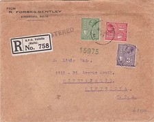 MALTA 1927 - COPERTINA REGISTRATA A MINNEAPOLIS (USA) - R. FORBES/BENTLEY aviatore