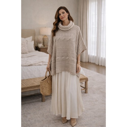 Maglione poncho boho grosso - poncho,