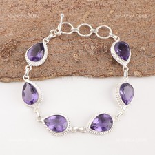 Bracciale Etnico Nuovo In Argento Sterling 925 Con Gemma Iolite Per Fidanzamento