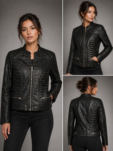 Giacca moto donna nera vera - moto,
