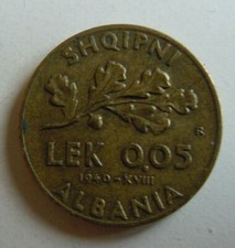 1940-R Albania 0,05 Lek moneta occupazione italiana bronzital