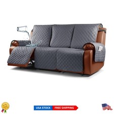 Elegante Copridivano Reclinabile Grigio Scuro - 3 Posti Impermeabile Protezione e Portaoggetti