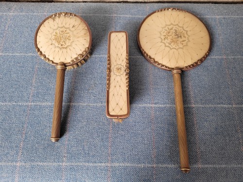 Antique embroided vanity set - vanity,