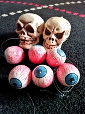 Halloween decorations, Skulls & Eyes. Horror vintage party. 8 Pezzi. New.