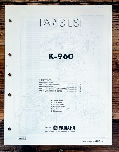 Yamaha 960 cassetta manuale - k-960,