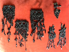 6 antiche applicazioni ricami giaietto da abito primi 900