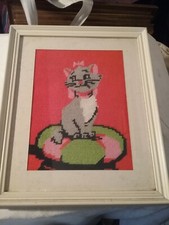 quadro gatto punto croce