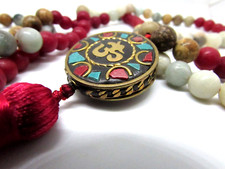 Collana etnica pietre dure agata talismano tibet nepal corallo fortuna per da in