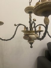 Lampadario Via Veneto In Ceramica Con 5 Luci E Disegni Angioletti Color Beige