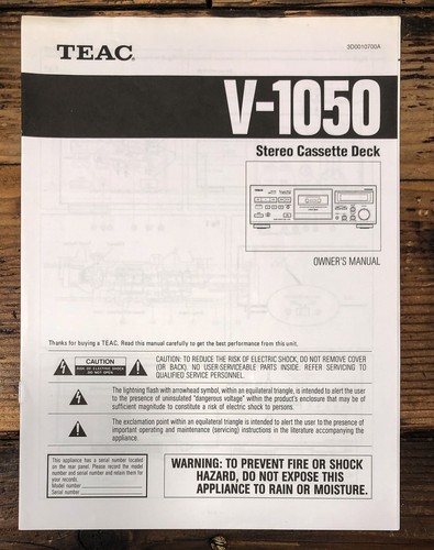 Teac 1050 proprietario - teac, v-1050