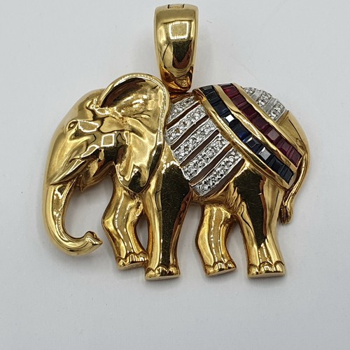 Ciondolo elefante clip zaffiro