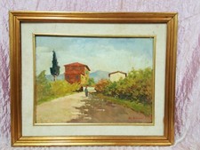 Bruno Giusti (1927 - 2003) "strada di campagna" olio su masonite cm. 30x40 (uf.3