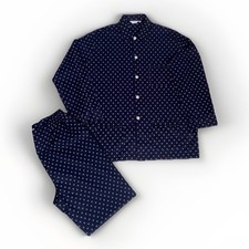 Set Pigiama Uomo Derek Rose London Navy Taglia XL Modello Cotone Nuovo Designer 44