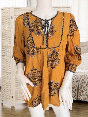 Blusa boho floreale - , senape