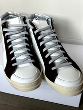 P448 Scarpe Uomo 45 (U.S 11.5) Skate Bianco Pelle Sneakers Alte Italia 