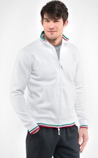 FELPA UOMO ZIP LUNGA TRICOLORE TASCONE COTONE PILE INTERNO
