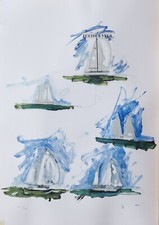 Mario Schifano "Ecco la Vela" serigrafia materica a smalto