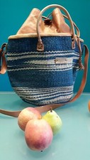 Borsa SIsal fibre e cuoio, made in Kenia, materiali naturali, altezza 30 cm.