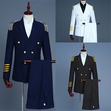 Costume uomo pilota di linea capitano aviatore uniforme giacca tuta festa spettacolo