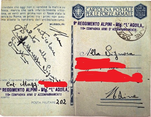Cartolina postale per forze - postale,