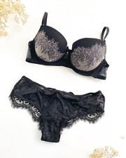 Reggiseno INTIMISSIMI EU 80B US UK 36B slip M nero pizzo nuovo con etichette