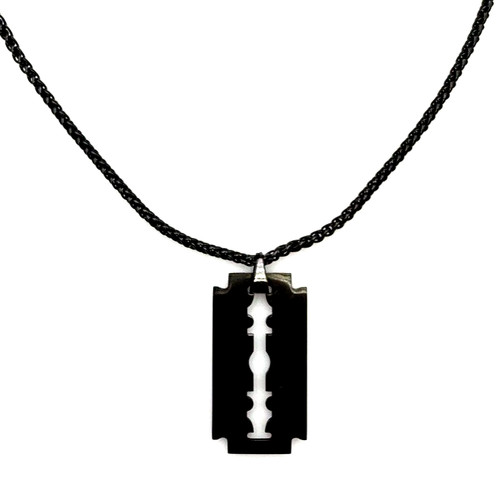 Collana lama rasoio targhetta - collana,