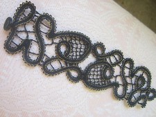 bracciale gioiello pizzo NERO profilo ORO ricamato a mano pezzo unico