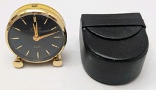 Sveglia posteriore svizzera vintage gialla 8 giorni con cassa in pelle funzionante