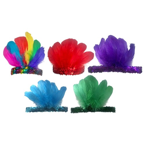 Fascia per capelli con piume - , e