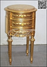 Tavolino stile antico Luigi XV rotondo comodino cassetti comodino oro Barocco ma