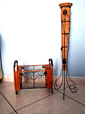 Porta giornali riviste e portafiori  in vimini e ferro battuto Set 2 Pezzi