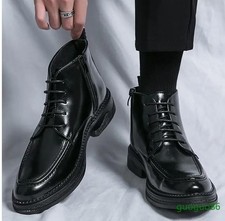 Stivaletti uomo alti a punta zip stringati casual outdoor business scarpe