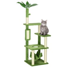 PawHut Tiragraffi per Gatti Alto 142cm con Amaca, Pallina e Pali in Sisal Verde